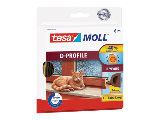 [TIM-5393101] Tochtstrip Tesa Moll Classic D-profiel 6m zelfklevend bruin