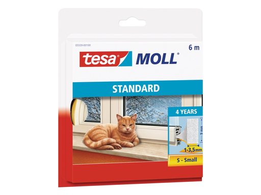 [TIM-5559010] Tochtstrip Tesa Moll Standard I-profiel 6m zelfklevend wit