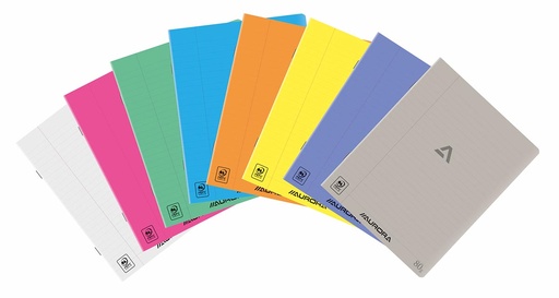 [TIM-136PP1L] Schrift Aurora Writing 80 PP A5 gelijnd 72blz rode kantlijn assorti