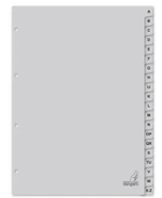 [KGO-G420AZ] Tabbladen Kangaro PP A4 4-gaats AZ grijs