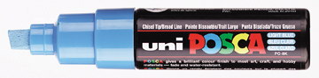 [TIM-PC8KLB] Paintmarker Uni-ball Posca schuine punt 8mm lichtblauw
