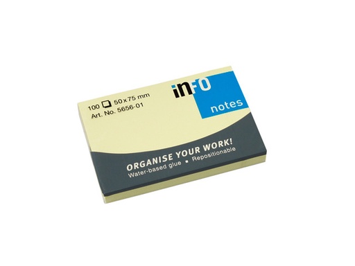 [IN1-5656-01] Memoblok Info Notes 50x75mm geel 100vel