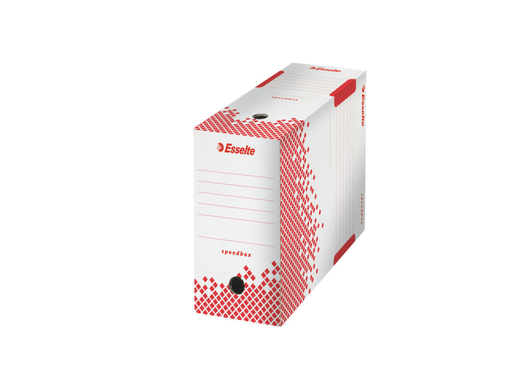 [ESS-623909] Archiefdoos Esselte Speedbox karton A4/folio 250x350mm rug 150mm wit/rood