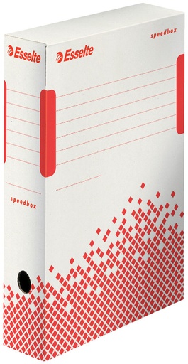 [ESS-623985] Archiefdoos Esselte Speedbox karton A4/folio 250x80x350mm wit/rood