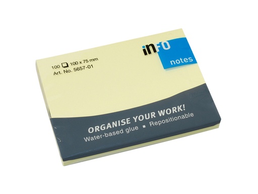 [IN1-5657-01] Memoblok Info Notes 100x75mm geel 100vel