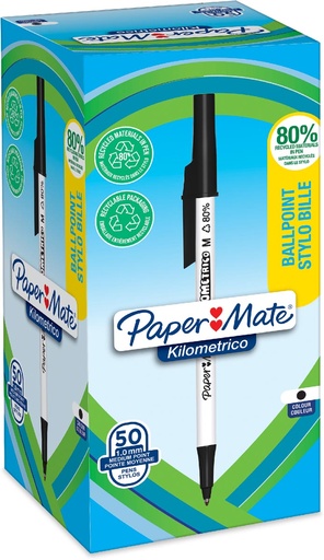 [TIM-K187701] Balpen Paper Mate Kilometrico medium zwart (50)