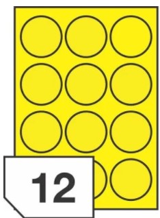[ETI-32700500] Etiketten Etipage 12 etik/blad Ø63,5mm fluo geel (100)
