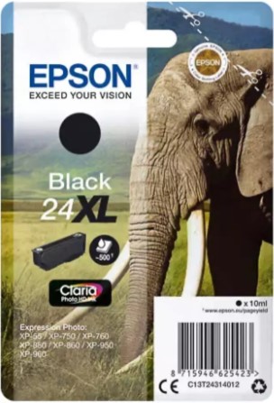 [EPS-T243140] Cartridge Epson Inkjet 24XL Expression Photo XP-55 500pag BK