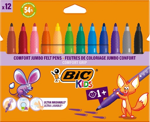 [TIM-517250] Viltstift Bic Kids Comfort Jumbo assorti (12)