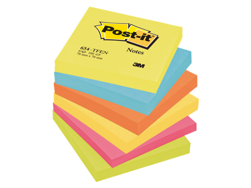 [TIM-654TFEN] Memoblok Post-It Super Sticky Notes Vitaliteit 76x76mm 100vel assorti (6)