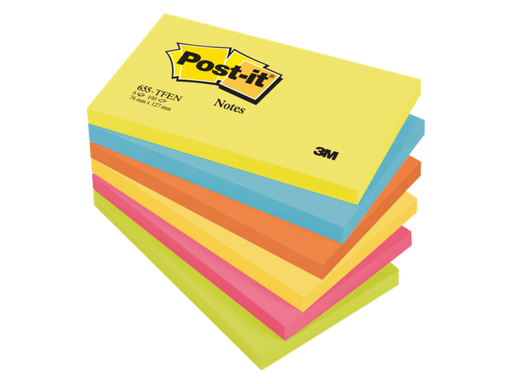 [TIM-655TFEN] Memoblok Post-It Super Sticky Notes Vitaliteit 76x127mm 100vel assorti (6)