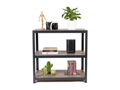 [TIM-905014] Rek Avasco Home table 88x90x45cm zwart metaal 3 legborden hout