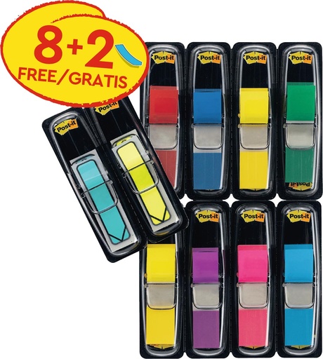 [TIM-683VAD1] Index Post-It assorti voordeelpack 8+2 gratis (10)