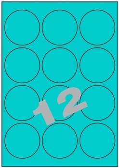 [ETI-ETIK20] Etiketten rond 12 etik/blad Ø63,5mm blauw (200)