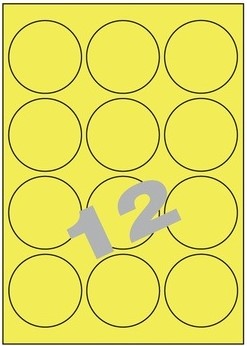 [ETI-ETIK22] Etiketten rond 12 etik/blad Ø63,5mm geel (200)