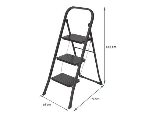 [TIM-8632602] Trapladder Brasq SL300 metaal 3 treden zwart