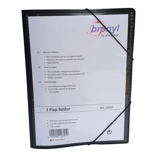 Elastomap Bronyl A4 pano PP5 3 kleppen zwart