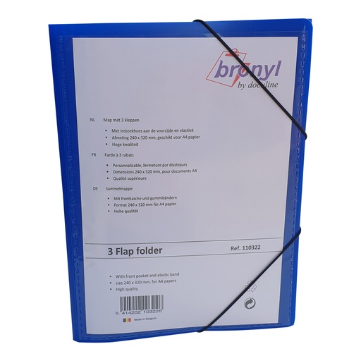 Elastomap Bronyl A4 pano PP5 3 kleppen blauw