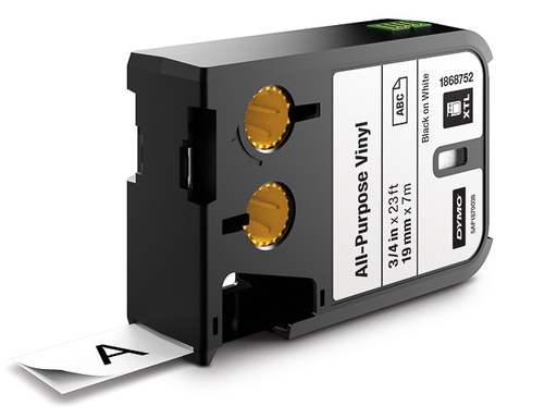 [DYM-1868752] Dymo XTL tape vinyl 19mmx7m zwart/wit