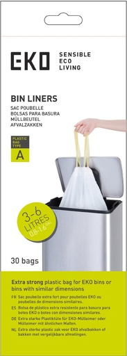 [TIM-1992966] Vuilniszakken Eko trekbandsluiting 3-6L type A wit (30)