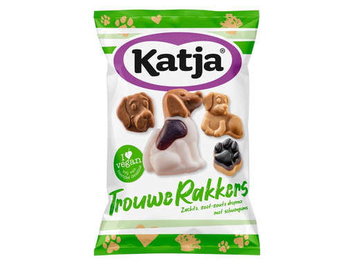 [TIM-37125] Snoep drop Katja Trouwe Rakkers zachte zoet-zure dropmix met schuimgums zak 250g