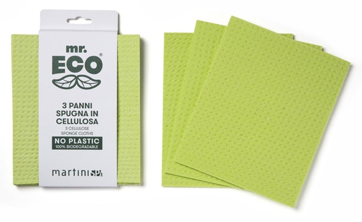 [TIM-470500] Vaatdoekjes Mr. Eco plantaardige cellulose 19,5x16,5cm groen (3)
