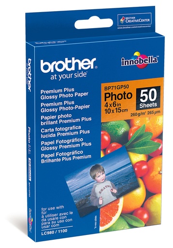 [FOT-BP71GP50] Fotopapier Brother Premium Plus Glossy 10x15cm 260g glanzend (20)