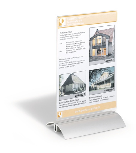 [DUR-858819] Folderhouder tafel Durable Presenter aluminium/acryl A5 staand T-voet transparant (D858819)