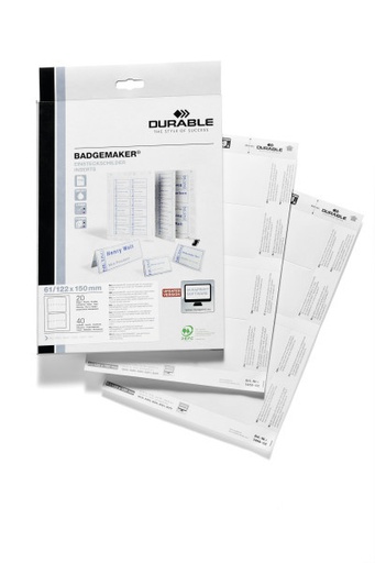 [DUR-145902] Papieren inserts Durable Badgemaker 61x150mm wit (40)