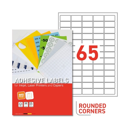 [ETI-31800035] Etiketten Etipage 65 etik/bl 38,1x21,2mm 100bl/d ronde hoek