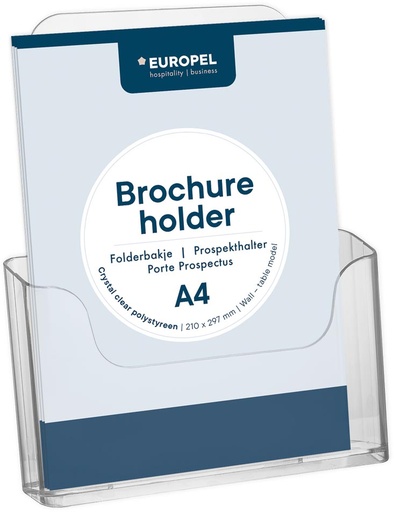 [TIM-350074] Folderhouder tafel/wand Europel A4 staand 1-vaks transparant