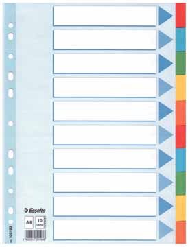 [ESS-100193] Tabbladen Esselte karton A4 160g 10 tabs 11-gaats assorti