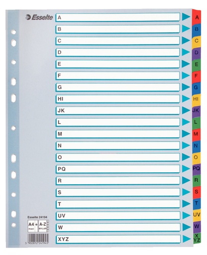 [ESS-100166] Tabbladen Esselte luxe mylar A4 160g A-Z 11-gaats assorti
