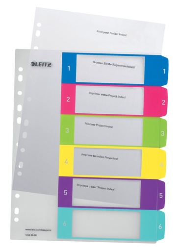 [ESS-12420000] Tabbladen Leitz WOW PP A4 maxi 1-6 11-gaats assorti (1242000)
