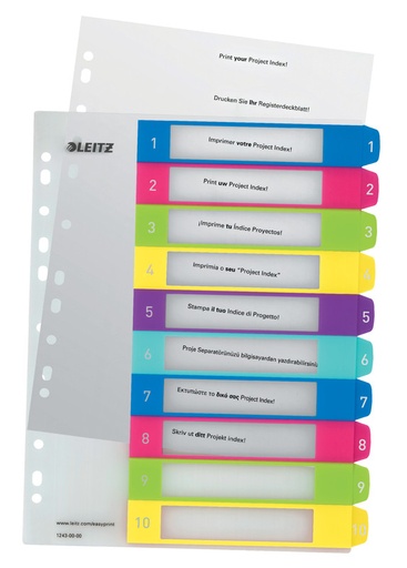 [ESS-12430000] Tabbladen Leitz WOW PP A4 maxi 1-10 11-gaats assorti (1243000)