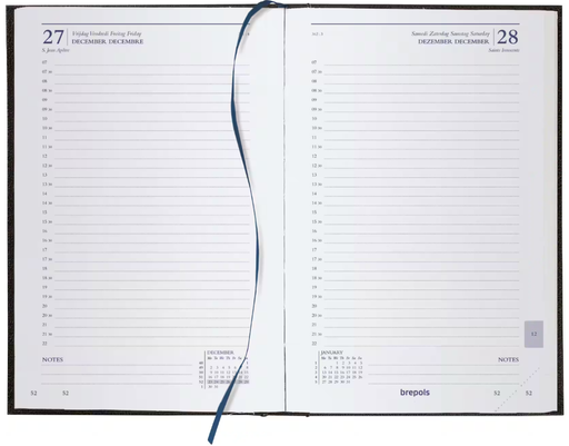 [AGE-015125Z] Agenda Brepols Saturnus Lima Basic 133x208mm viertalig zwart 2027 1 dag/pagina