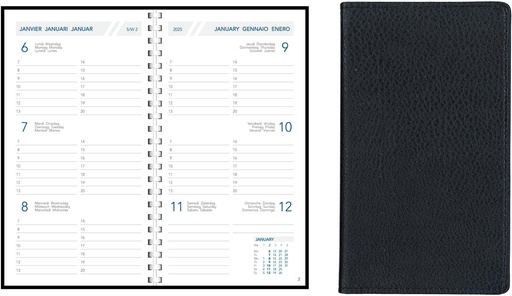[AGE-2018P] Zakagenda Aurora Visuplan 20P Finesse 90x165mm zestalig zwart 2026 1 week/2 pagina's