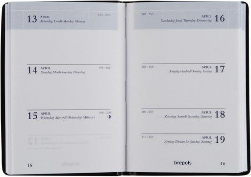 [AGE-2120016] Zakagenda Brepols Armada Seta 71x102mm viertalig zwart 2026 1 week/2 pagina's