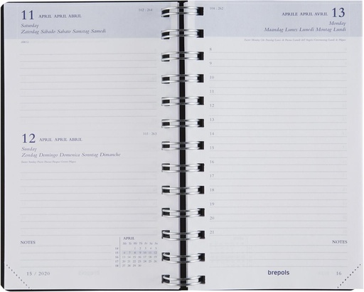 [AGE-AG49164] Agenda Brepols Breform Polyprop 100x165mm zestalig blauw 2026 1 dag/pagina