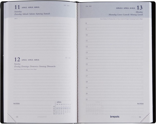 [AGE-AG21266] Agenda Brepols Breform Seta 100x165mm zestalig blauw 2027 1 dag/pagina