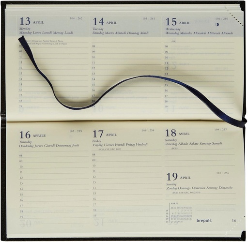 [AGE-1255046] Zakagenda Brepols Breprint Lima 81x166mm zestalig bordeaux 2025-2026 1 week/2 pagina's