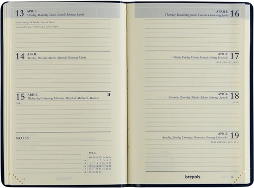 [AGE-2120460] Zakagenda Brepols Delta Seta 81x120mm zestalig bordeaux 2026 1 week/2 pagina's