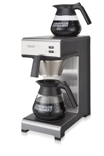 [TIM-8010020] Filterkoffieapparaat Bravilor Bonamat Mondo met 2 glazen koffiekannen zilver