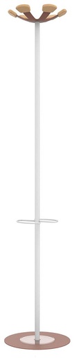 [TIM-4168672] Kapstok Unilux Aurora staal en hout beuk wit/rood