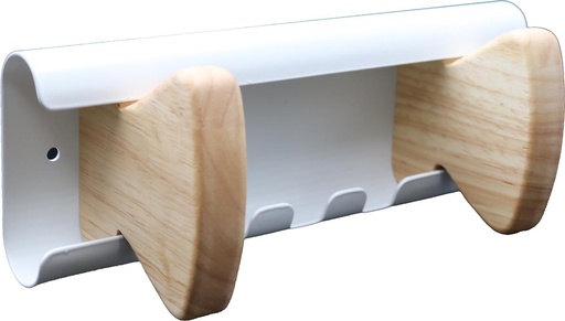 [TIM-4177882] Muurkapstok Unilux Aurora staal en hout beuk 2 haken wit