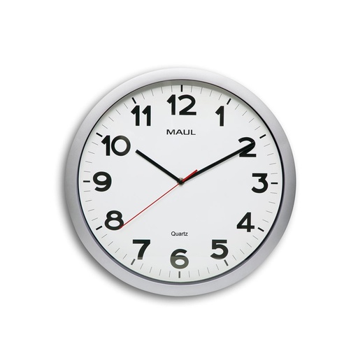 [TIM-9054195] Wandklok MAULstep quartz kunststof kader Ø40x5cm zilver