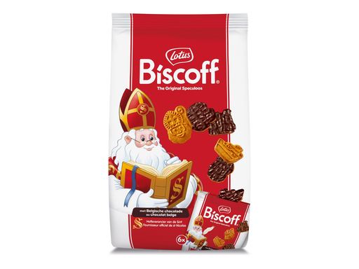 [TIM-089564] Koekjes Lotus speculoos Sinterklaas met chocolade pak 6x25g