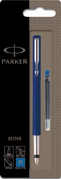 [TIM-0881011] Vulpen Parker Vector blauwe inkt medium punt blister CT blauw/zilver