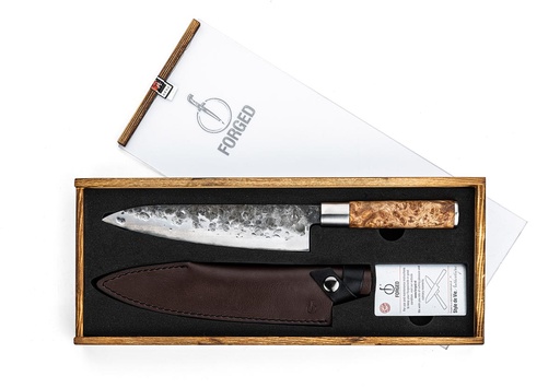 [TIM-5889001] Keukenmes koksmes Forged VG10 20,5cm met beschermhoes in leer