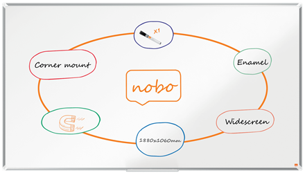 [ACCO-1915369] Whiteboard Nobo Premium Plus widescreen emaille 188x106cm (85") magnetisch